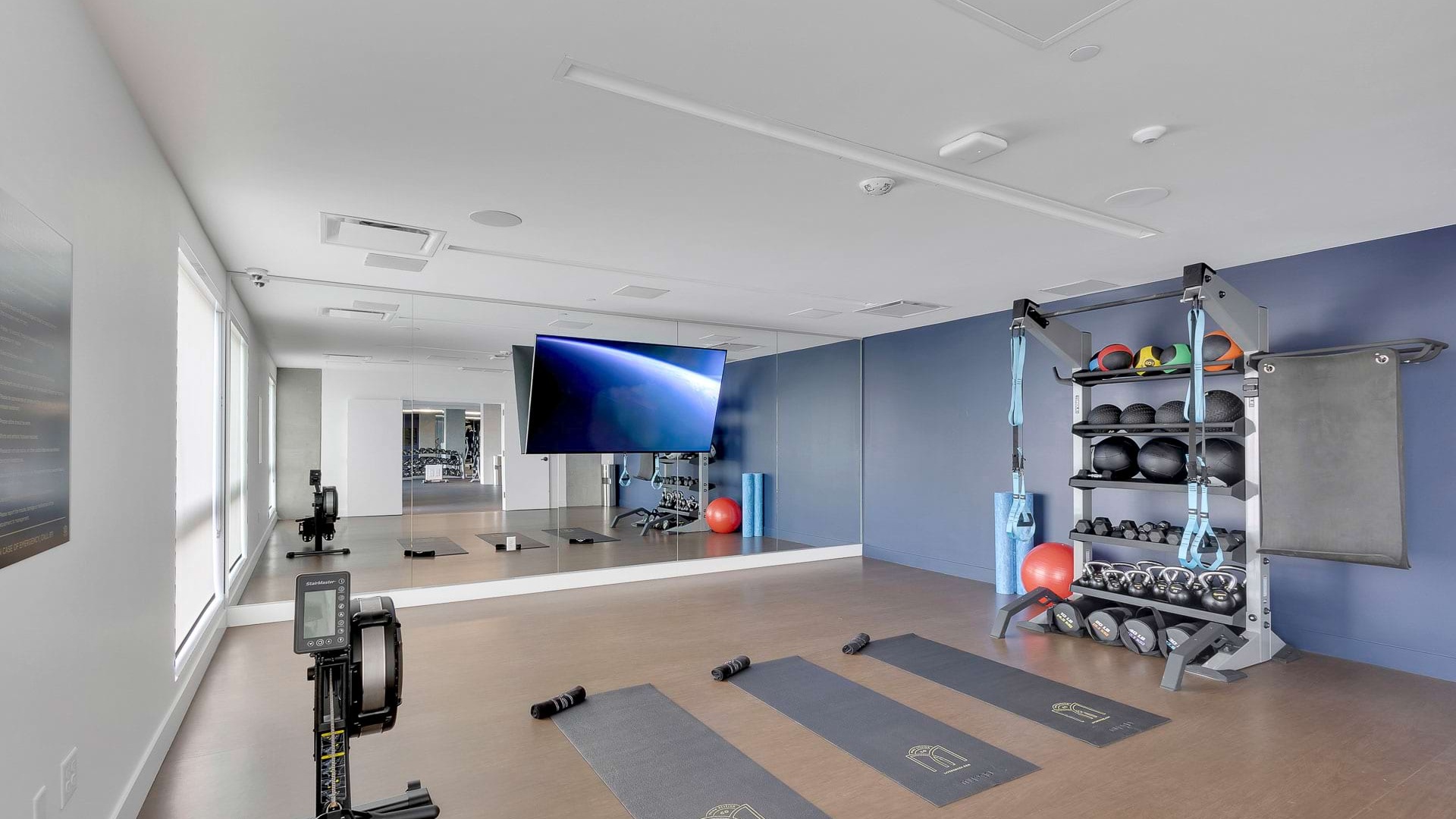 Fitness center with equipment