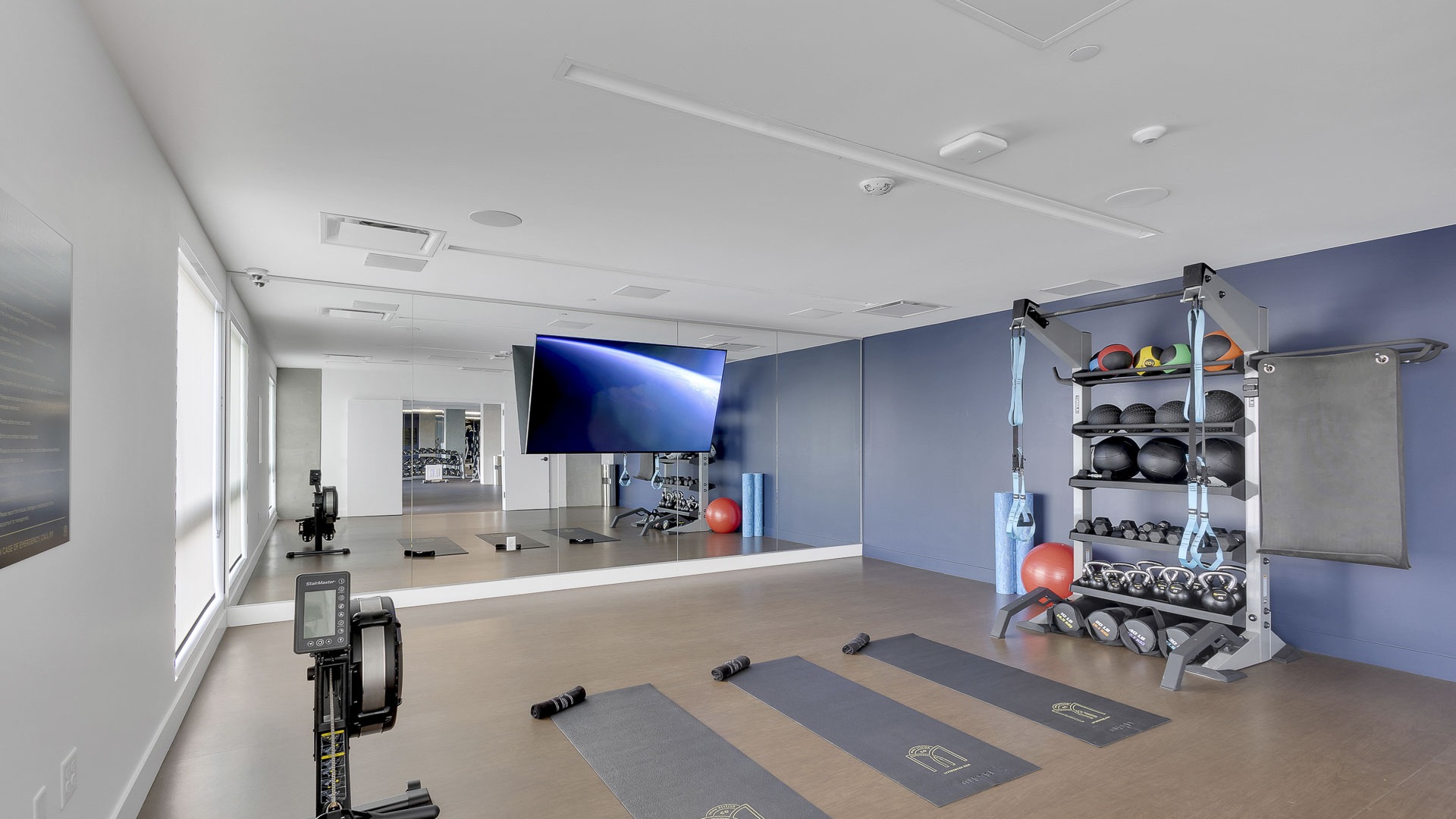 Fitness center with equipment