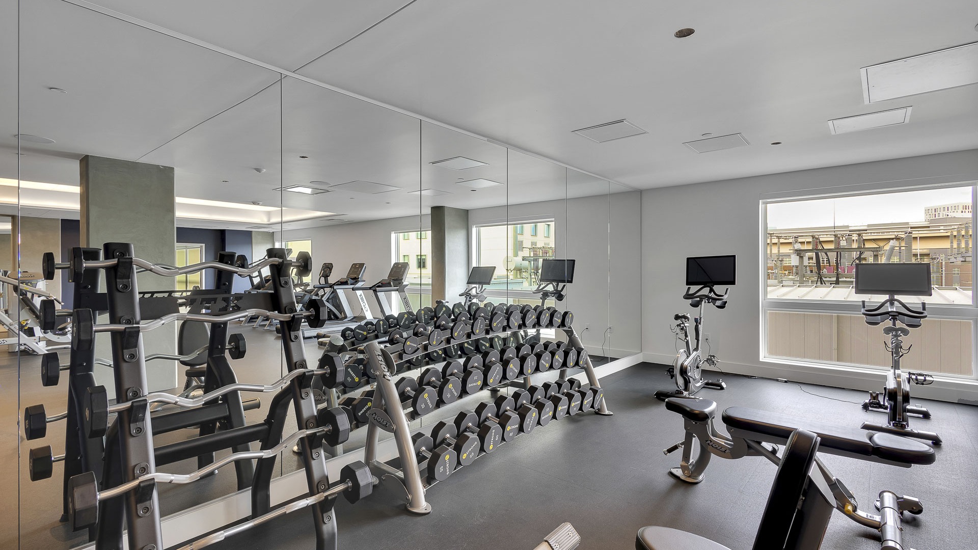 Fitness center with equipment