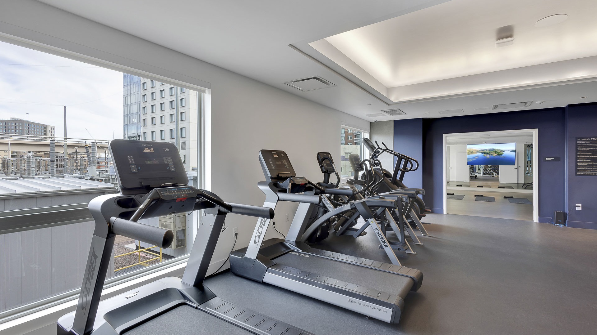 Fitness center with equipment