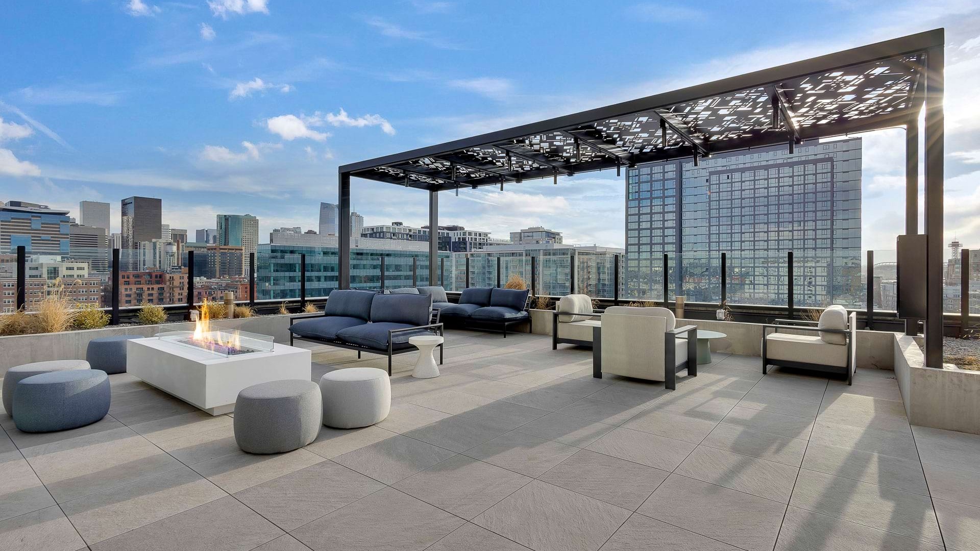 outdoor seating on the deck with fire pit 