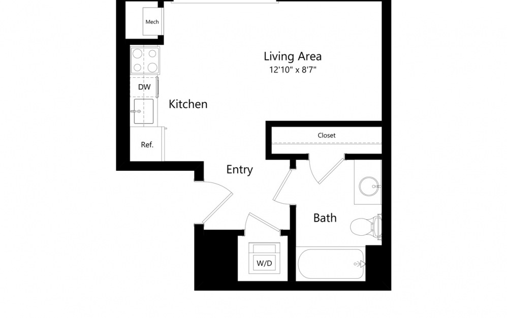 S2 - Furnished - Studio floorplan layout with 1 bath and 362 square feet. (Preview)